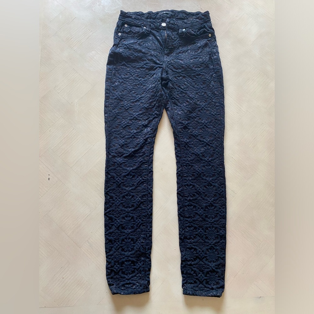 7 for all mankind black detailed skinny pant
